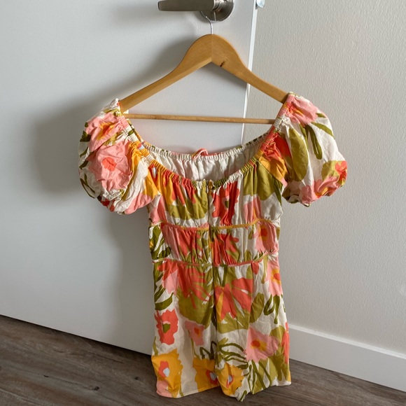 Colourful short sleeve sabo dress - Picture 2 of 3